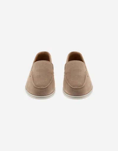 Herno Suede And Monogram Loafers In Chantilly