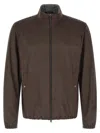 Herno Suede-effect Polyester Jacket In Brown