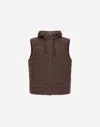 Herno Suede Effect Vest In Dark Brown