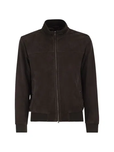 Herno Suede Goatskin Jacket In Brown