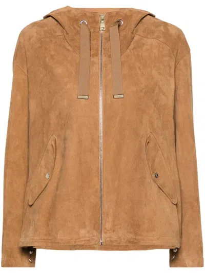 Herno Suede Utility Jacket In Brown