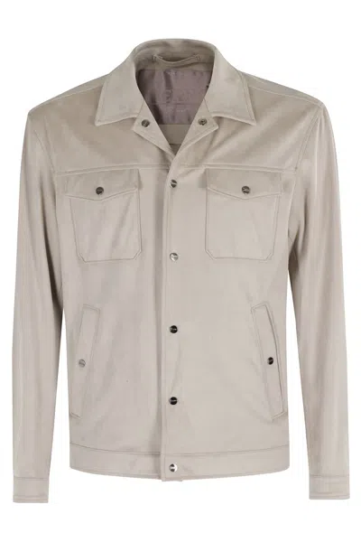 HERNO HERNO SUEDE JACKET WITH CLASSIC COLLAR
