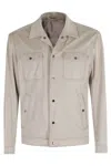 Herno Suede Jacket With Classic Collar In White