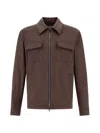 Herno Suede-effect Jacket In Brown