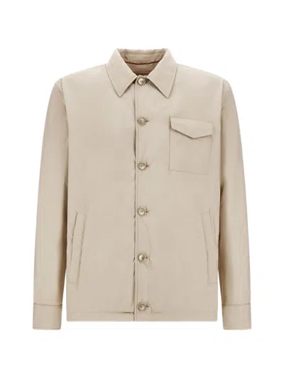 Herno Suede-effect Padded Jacket In Neutral