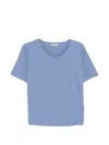 Herno Rounded-hem Crew Neck T-shirt In Blue