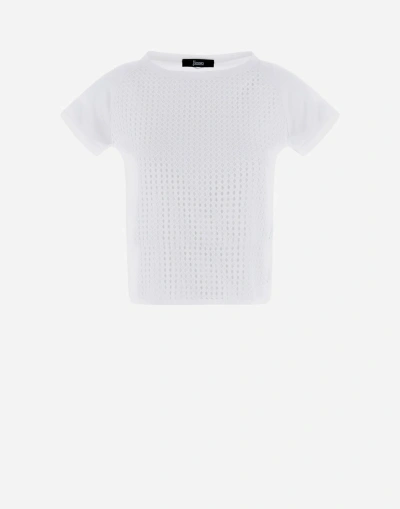 Herno Superfine Cotton Jersey And Spring Lace T-shirt In White