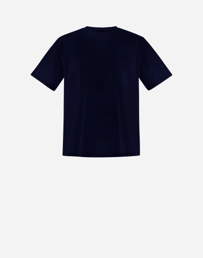 Herno T-shirt In Superfine Cotton Stretch And Light Scuba In Navy Blue