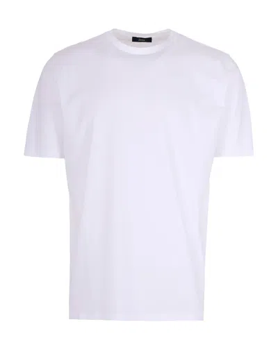 Herno Superfine Stretch Cotton Jersey Crew Neck T-shirt In White