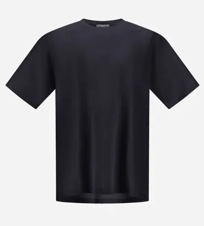 Herno Superfine Stretch Cotton T Shirt In Blue
