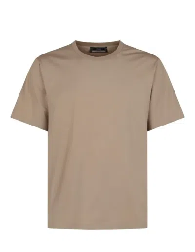 Herno Superfine Stretch Cotton T Shirt In Brown