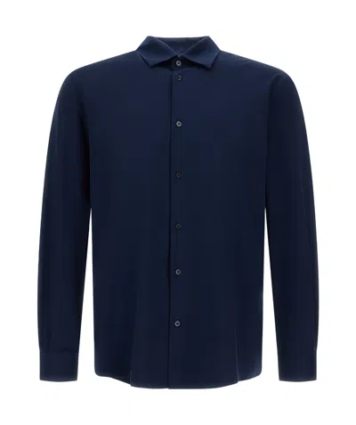 Herno Superfine Stretch Shirt In Blue