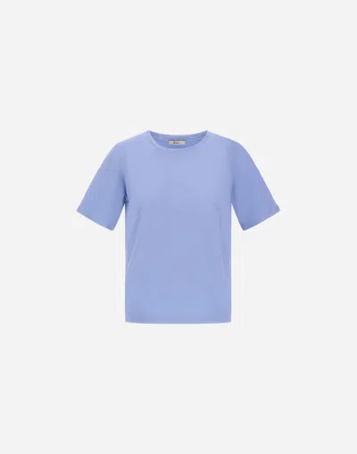 Herno Superfine Cotton Stretch T-shirt In Blue