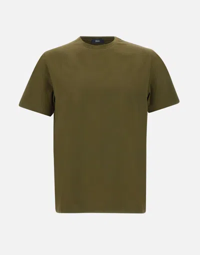 HERNO HERNO SUPERFINE COTTON T SHIRT IN MILITARY GREEN