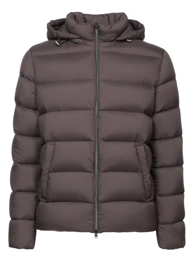 Herno Supermatt Brown Down Jacket In Marrone Scuro