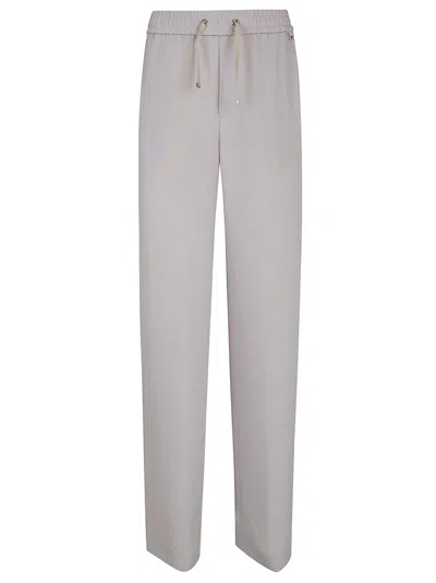 Herno Sustainable Cady Trousers With Elasticated Waist Adjustable By Drawstring, Side Welt Pockets And Met In Nude