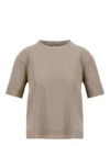 Herno Glam Knit Effect Dove Grey T-shirt With Ribbed Trims