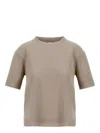 Herno Glam Knit Effect Dove Grey T-shirt With Ribbed Trims