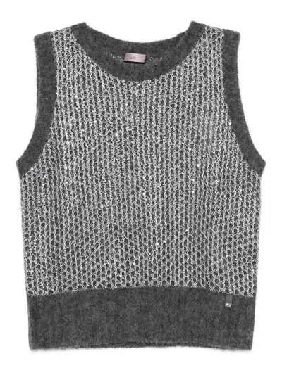 Herno Textured Knit Sweater In Alpaca Blend In Gray