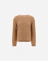 Herno Sweater In Cobbed Blown Alpaca Wool In Brown