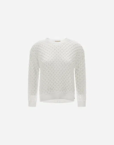 Herno Sweater In Crochet Effect In White