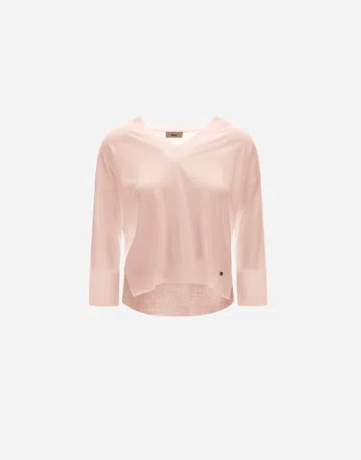 Herno Sweater In Glam Knit Effect In Pink