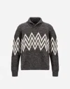 Herno Zigzag-pattern Collared Sweater In Gray