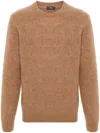 Herno Sweater In Plain Alpaca Wool In Brown