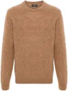Herno Sweater In Plain Alpaca Wool In Brown