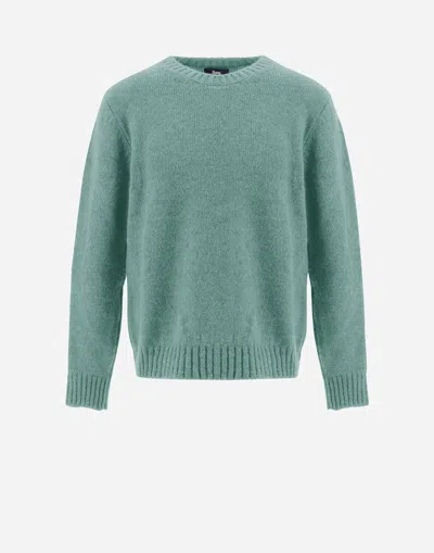 Herno Sweater In Plain Alpaca Wool In Green