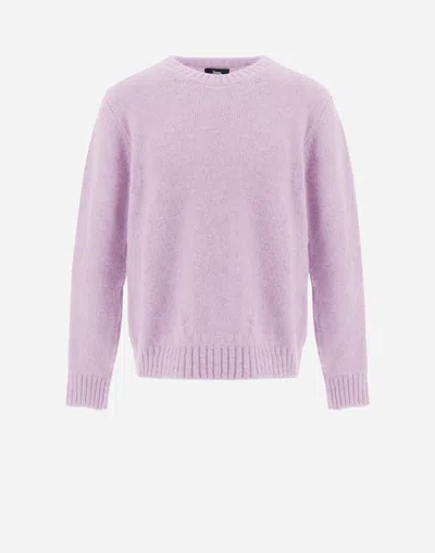 Herno Sweater In Plain Alpaca Wool In Pink