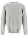 Herno Resort Sweater In Herringbone Plain Cashmere In Grigio