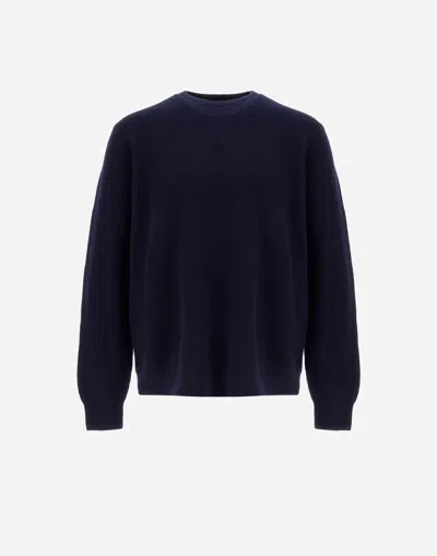 Herno Sweater In Ribbed Wool Cashmere In Black