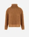 Herno Sequin Embellished Roll-neck Jumper In Camel