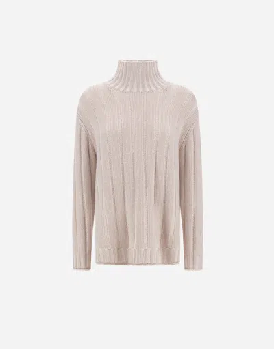 Herno Sweater In Vanisé Pure Cashmere In Metallic