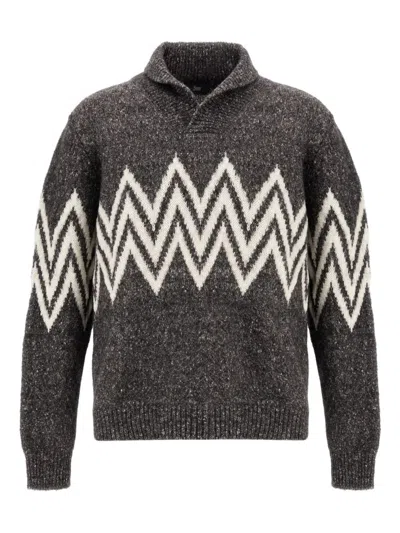 Herno Sweater With Embroidery Detail In Blue