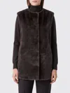 Herno Mid-length Faux Fur Vest With Concealed Closure And Welt Pockets In Multi
