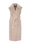 Herno Faux-fur Sleeveless Jacket In Beige