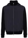 Herno Knitted Panels Down Jacket In Blue