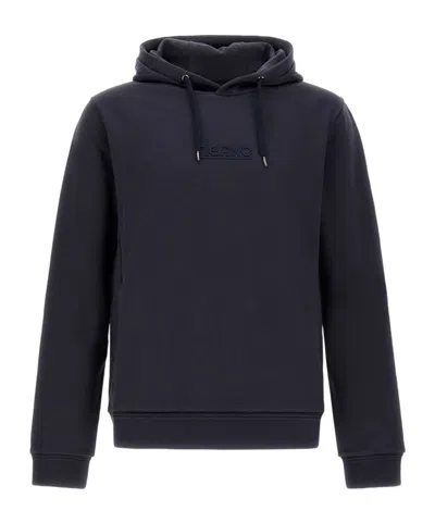 Herno Sweatshirt In Cotton Sweater And Nylon Ultralight In Blue Navy Blue