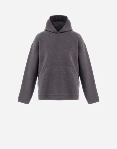 Herno Sweatshirt In Endless Tubular Wool In Grey