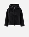 Herno Bomber Soft Faux Fur In Black
