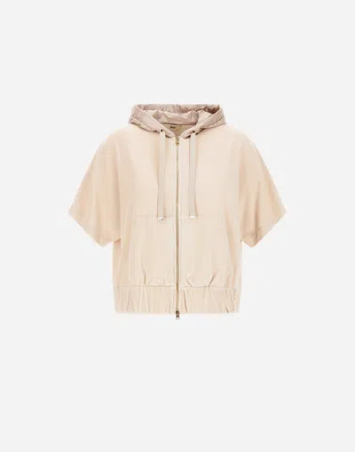 Herno Sweatshirt In Sponge Effect Sweater And Nylon Ultralight In Neutral