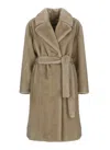 Herno Synthetic Fur Coat In Neutral