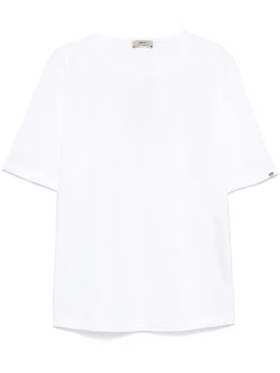 Herno Round Neck T-shirt With Snap Button Details In White
