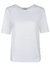 Herno Crewneck Short Sleeves Round Neck Button Embellishments In Bianco
