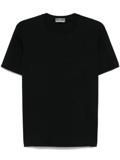Herno T-shirt In Cotone In Black