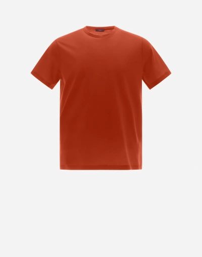 Herno T-shirt In Crepe Jersey In Orange