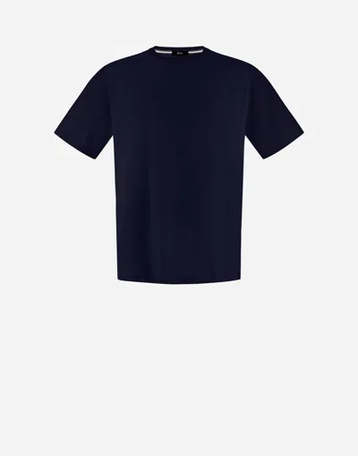 Herno Wool Jersey T-shirt In Blue