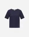 Herno T-shirt In Ever Cotton Interlock And Monogram Lurex In Blue